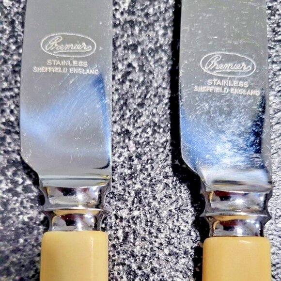 Set Of 6 Faux Bone Handled Steak Knives Premier Stainless Sheffield England - Picture 2 of 4